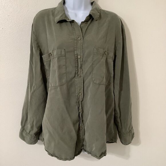 Social Standard by Sanctuary Tencel Gorpcore Military Grunge Button Up Shirt XL - Picture 1 of 9